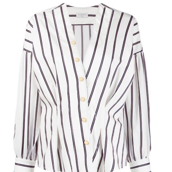 NEW SANDRO PARIS Naelle Blouse Stripes Top $340 - Picture 3 of 16